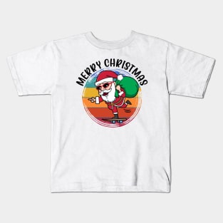 Santa Skateboarder Happy Christmas Merry Christmas Christmas Event Christmas Present Gift for Family for Dad for Mom for Friends for Kids Kids T-Shirt